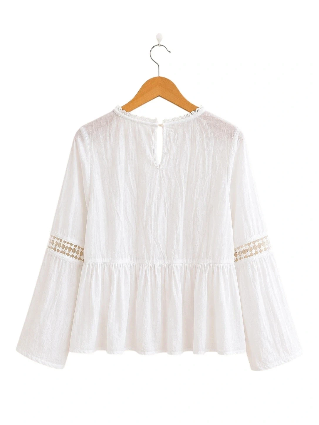 Blauwe en witte cachemire vloeiende blouse – Maat L – photo 2